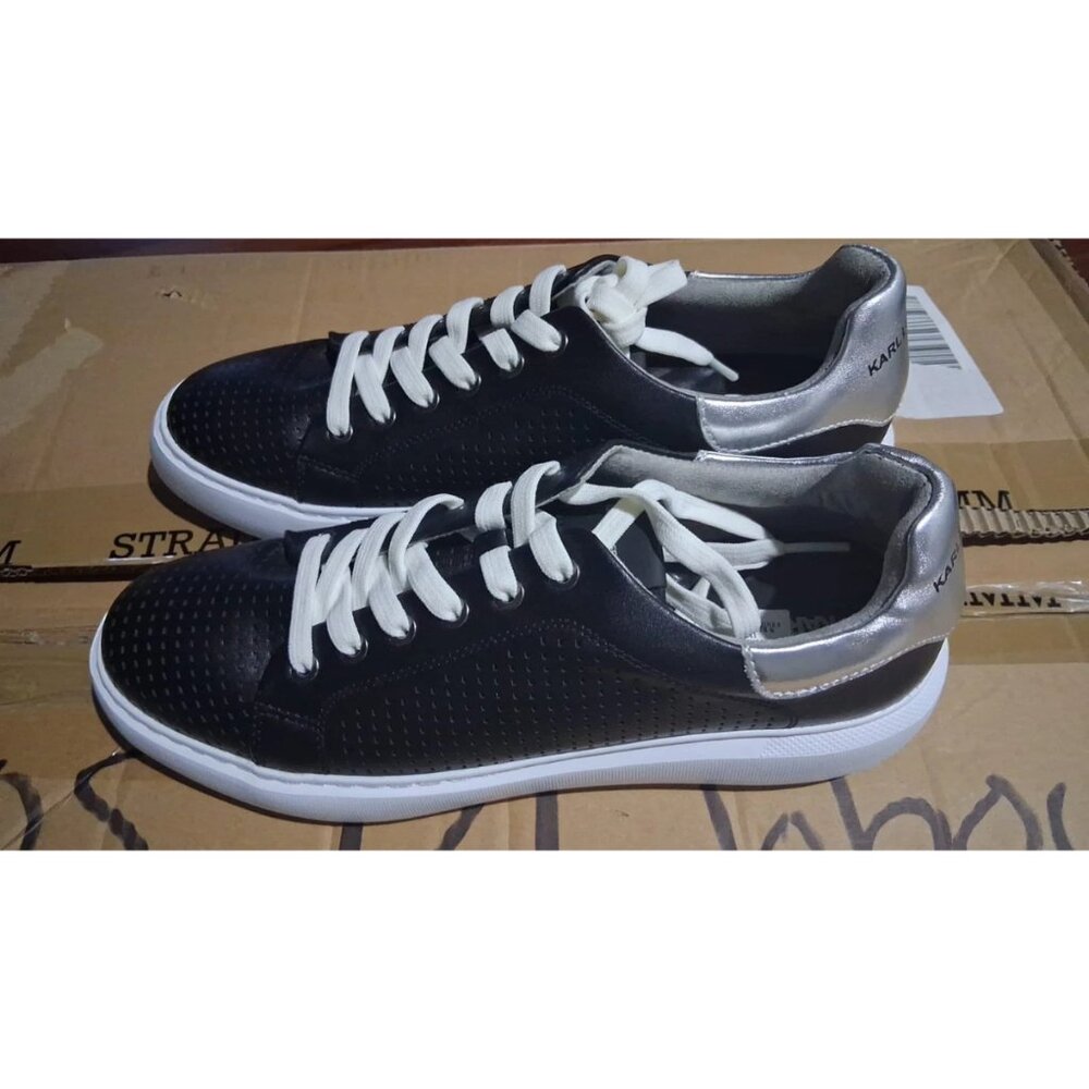 Karl Lagerfeld Black Sneakers with Silver Heel Detail